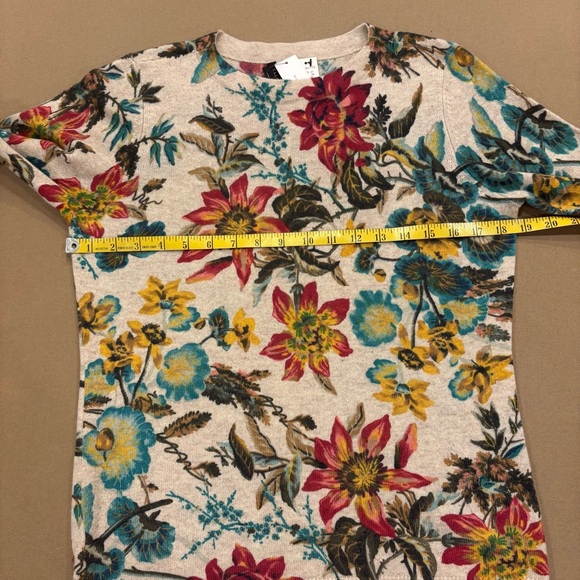 Talbots Audrey Splendid Floral 100% Cashmere Sweater 3/4 Sleeve Size Medium NWT - Picture 5 of 12